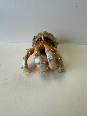 Decorative Hermit Crab Enameled Jeweled Magnet Enclosure Trinket Box.